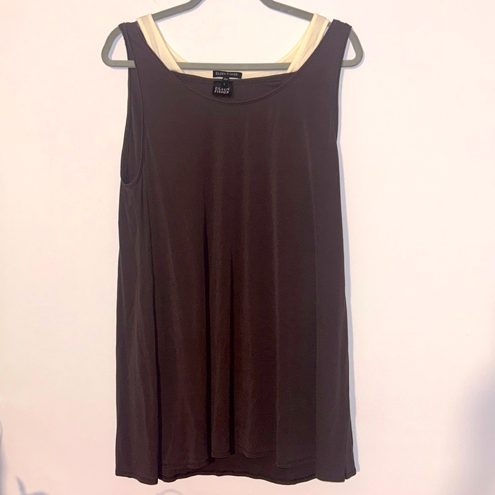 Bundle 2 Eileen Fisher cobblestone stretch silk jersey scoop neck tunic large